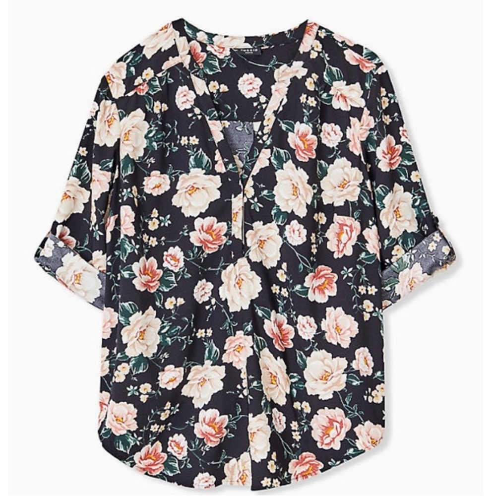 Torrid Harper Black Floral Blouse